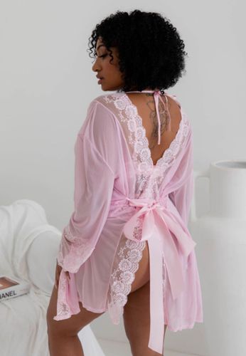 Petal pink open-back kimono