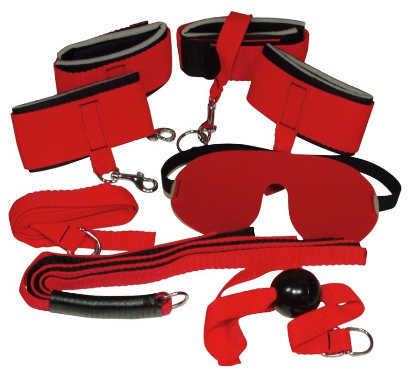 Rode en zwarte bondage set