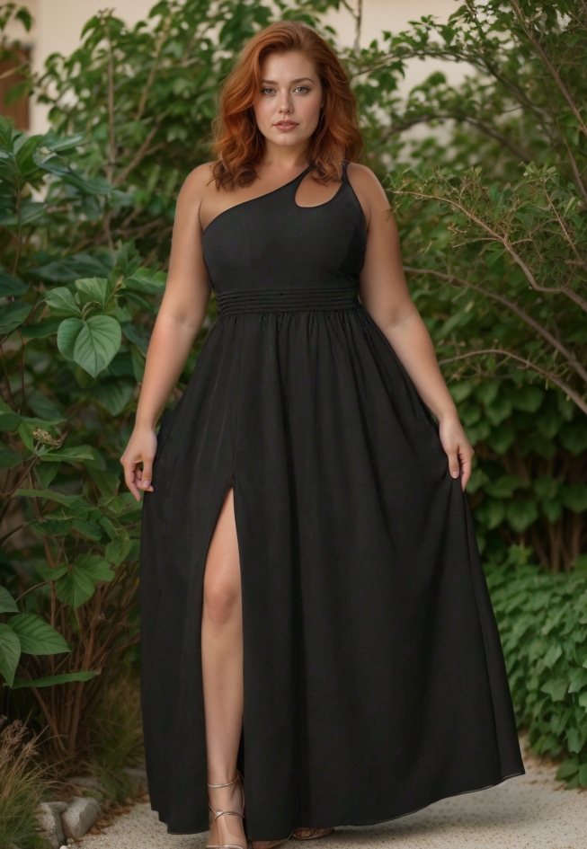 Robe Longue noire Asymétrique - Sensualité Moderne et Fente Sexy