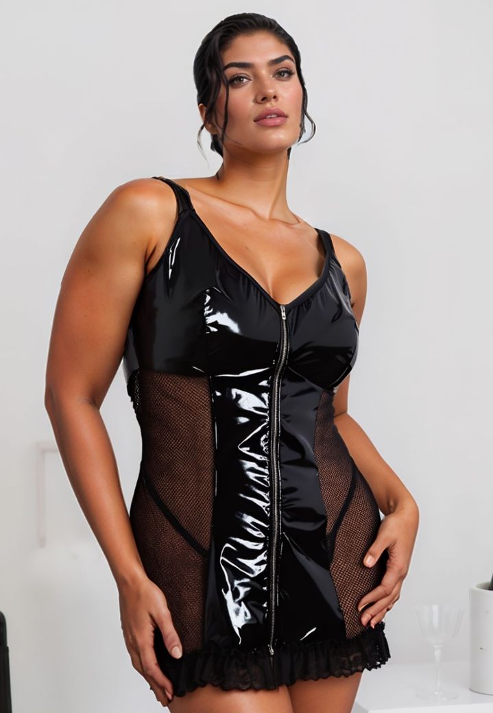 Robe Vinyle Zippée - Transparence Provocante