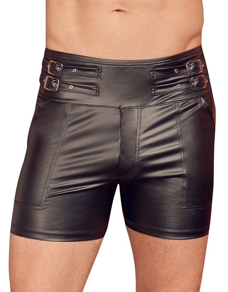 High-waisted shorts in imitation leather