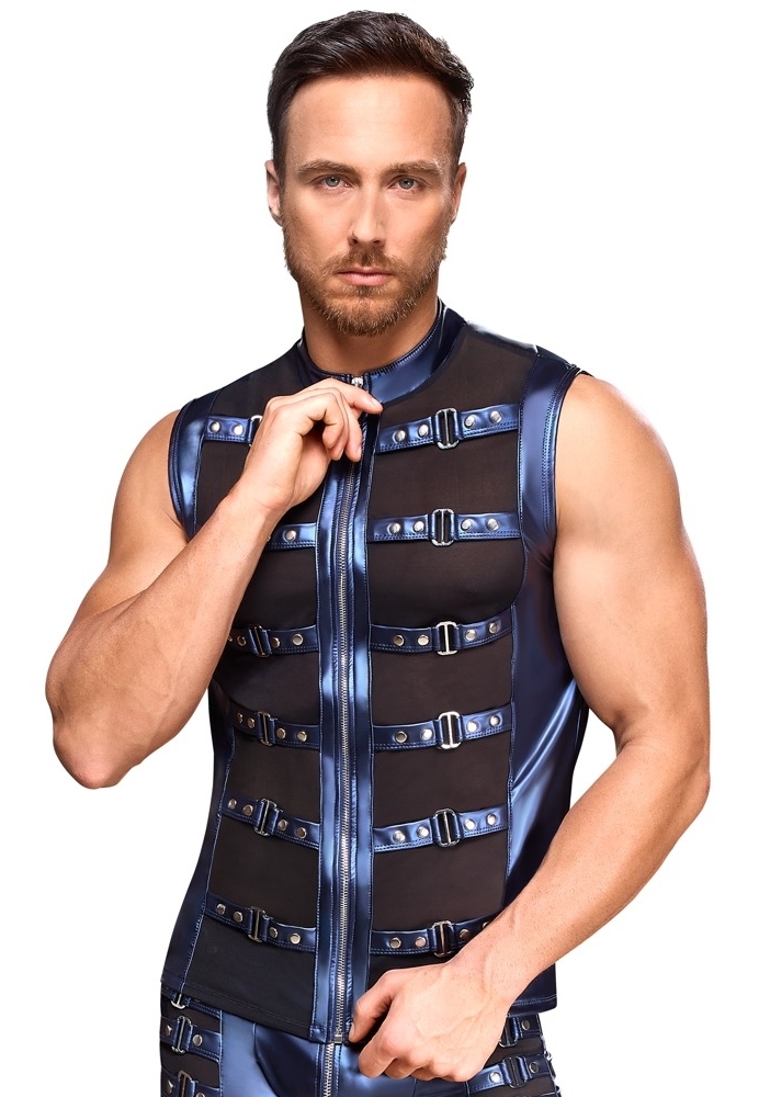 Mouwloos Hemd Blauw Metallic - Gedurfd Effect