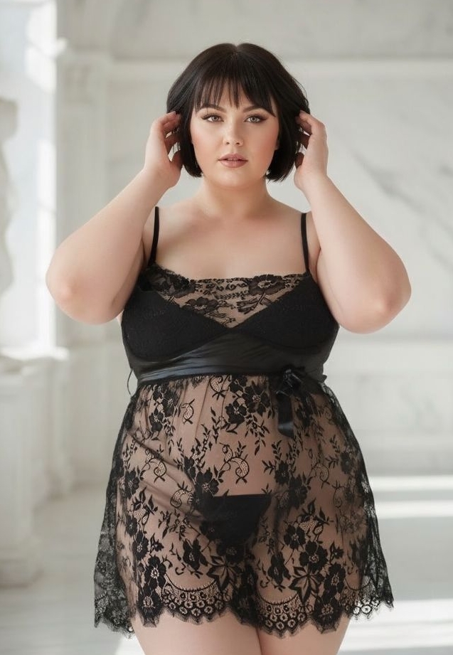 Bowy - Babydoll en Dentelle et Microfibre avec String Assorti