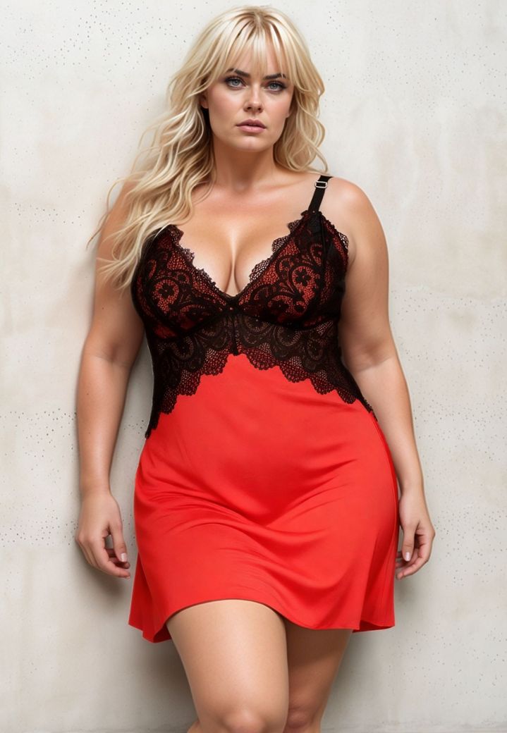 Paradisio — Babydoll aus schwarzer Spitze und rotem Satin