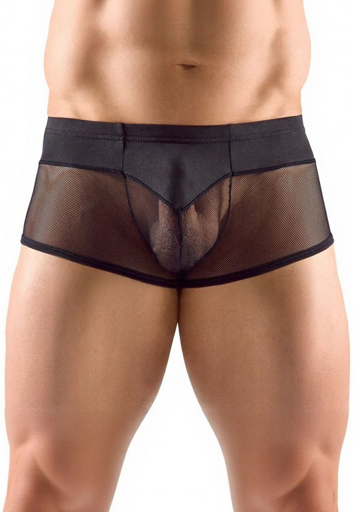 Black Briefs Material Mix : Opaque Microfiber and Transparent Mesh