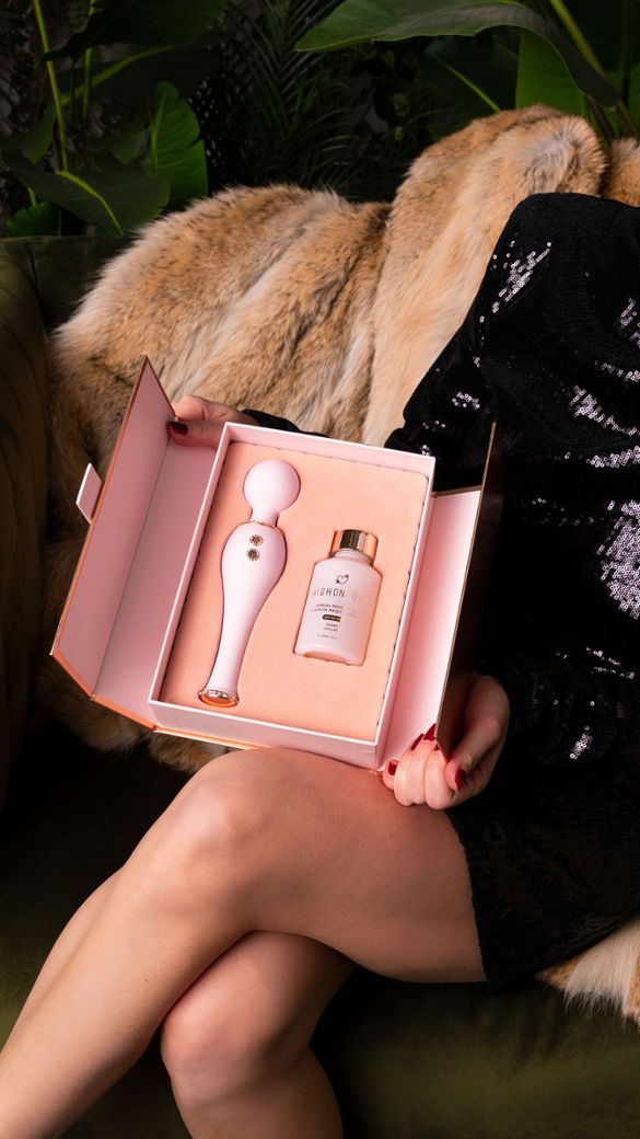 Geschenkset Luxe HighOnLove: Premium Massageolie & Exclusieve Vibrator Siliconen