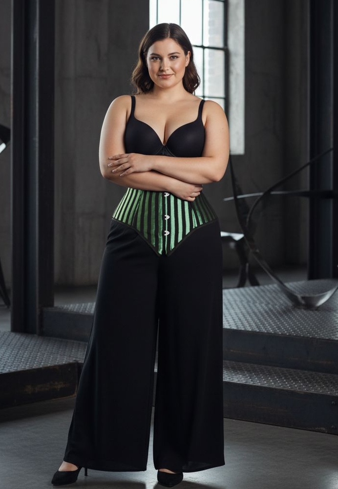 Underbust-Korsett Brokat, langer Schnitt Hüften & Bauch, handgefertigt